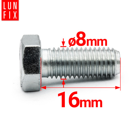 Śruba sześciokątna M8x16 ocynkowana DIN 933 klasa 8.8 1kg