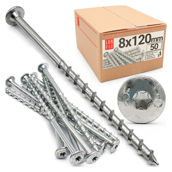 Wkręty do gazobetonu 8x120 łeb talerzowy z gniazdem TX30  50szt.