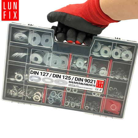 Zestaw podkładek 750szt. M4-M10 normy DIN:127, 125, 9021