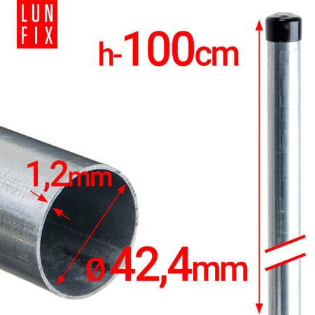 Słupek okrągły ogrodzeniowy ocynkowany fi 42,4mm 1m