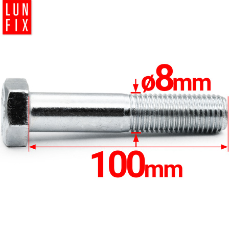 Śruba sześciokątna M8x100 ocynk DIN 931 klasa 5.8 półgwint 1kg