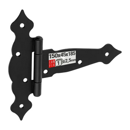 Ozdobny zawias trójkątny czarny 150x185x45x2,5 1szt.