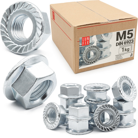 Nakrętka kołnierzowa M5 DIN6923 ocynkowana 1kg