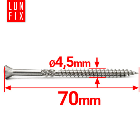 Wkręty tarasowe nierdzewne 4,5x70mm do deski tarasowej 200szt.