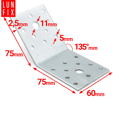 Kątownik rozwarty 135 stopni KLR2 75x75x60x2,5