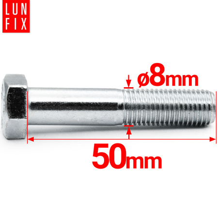 Śruba sześciokątna M8x50 ocynk DIN 931 klasa 8.8 półgwint 1kg