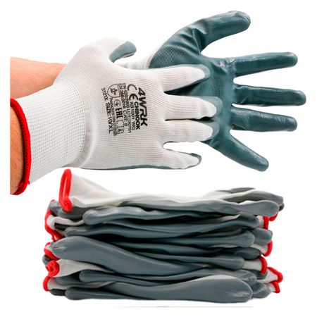 Rękawice robocze nitrylowe 8 M białe 12szt.