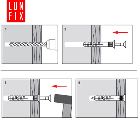 System mocowania listwy tynkarskiej 100 sztuk z kołkami