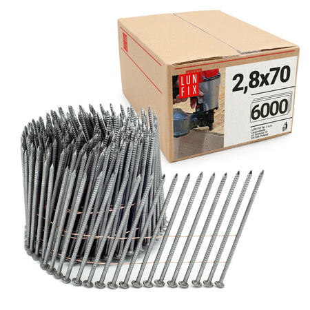 Gwoździe do gwoździarki bębnowej 70mm 2,8x70 pierścieniowe na drucie 6000szt.