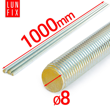 Pręt gwintowany szpilka M8 ocynkowany 1000 mm klasa 8.8 10szt.