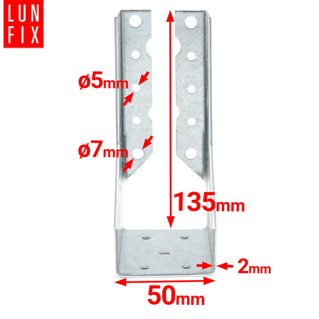 Wieszak belki 50x135x2 mm dzielony łącznik