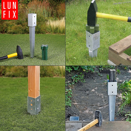 Zestaw podstawa słupa wbijana 9 cm + wkręty