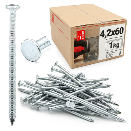 Gwoździe pierścieniowe 4,2x60mm ocynkowane 1kg