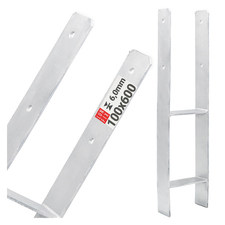 Podstawa słupa typ H 100x600x6 mm kotwa