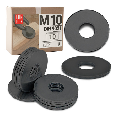 Podkładka okrągła M10 powiększona czarny ocynk DIN9021 10szt.