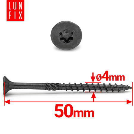 Wkręty ciesielskie czarne stożkowe 4x50 do drewna KMWHT 50szt.