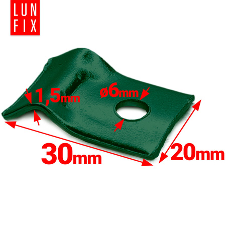 Przelotka blaszkowa uchwyt drutu paneli 5,5x19 zielony 10szt.