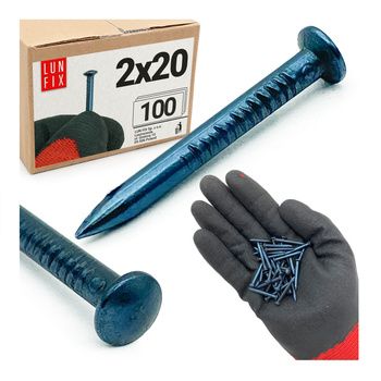 Gwoździe utwardzane 2x20mm niebieszczone 100szt.