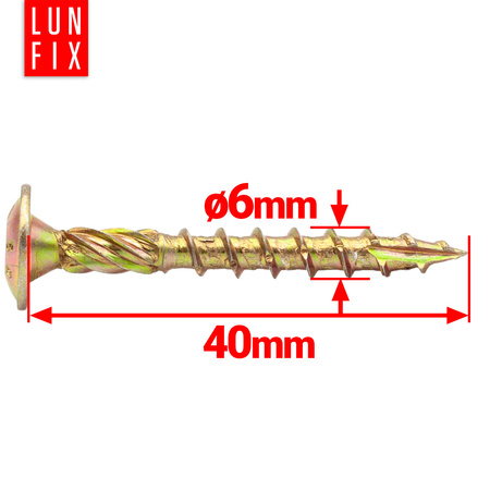 Wkręty ciesielskie talerzowe 6x40 do drewna WKCP 100szt.