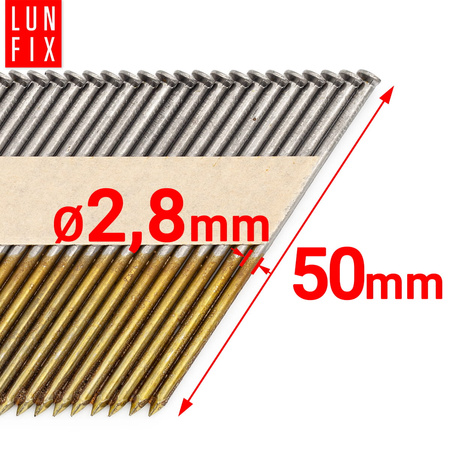 Gwoździe do gwoździarki 50mm 2,8x50 2 cale gładkie na papierze czarne 4000szt.