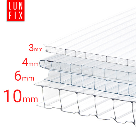 Poliwęglan komorowy 10mm płyta bezbarwna 105x200cm