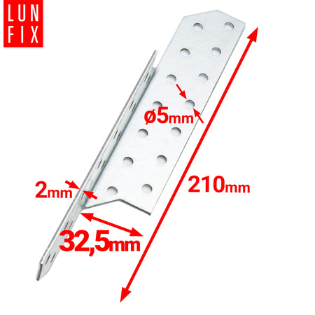 Łącznik krokwiowy LK3 ciesielski 210x32,5 mm LEWY 1szt.