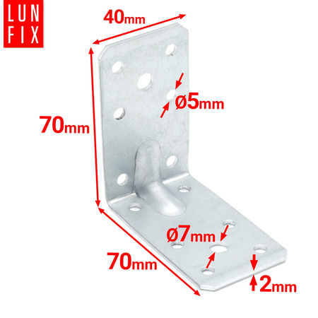 Kątownik z przetłoczeniem KPL10 70x70x40x2,0 20szt.