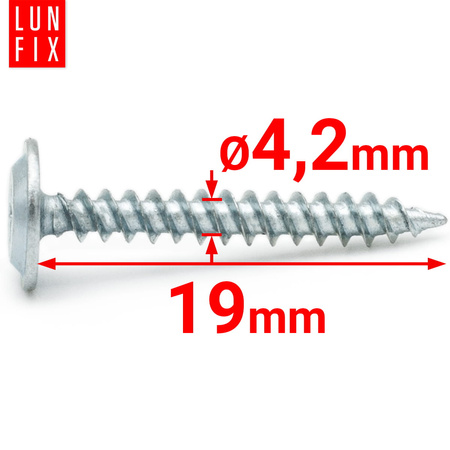 Wkręty samogwintujące 4,2x19mm z łbem podkładkowym do metalu WPC 20szt.