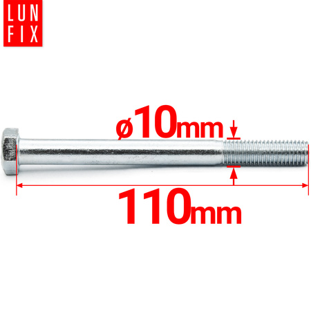 Śruba sześciokątna M10x110 ocynk DIN 931 klasa 5.8 półgwint 1kg