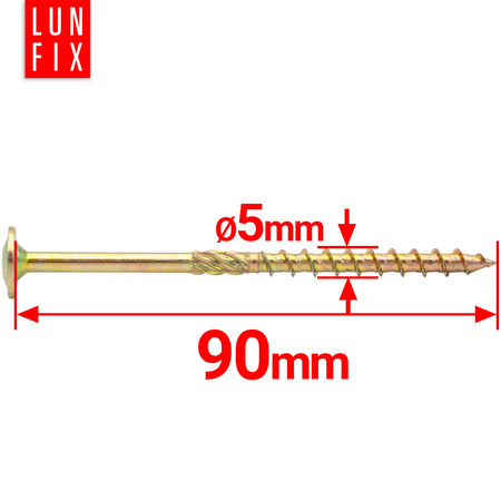 Wkręty ciesielskie talerzowe 5x90 do drewna WKCP 150szt.