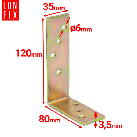 Kątownik belki szeroki KB2 120x80x35x3.5 mm