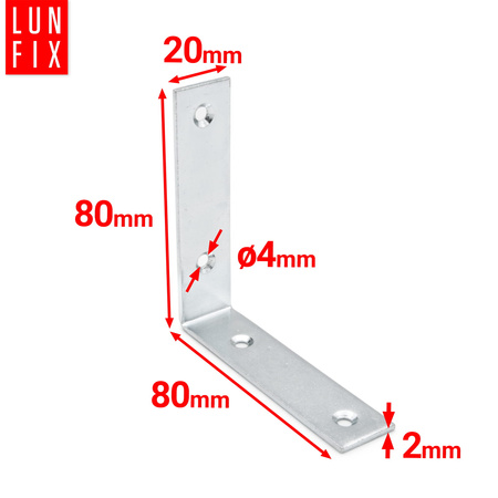 Kątownik wąski 80x80x20x2,0 KW6 50szt.