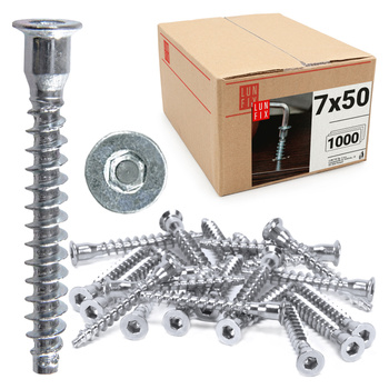 Wkręty konfirmaty 7x50mm do drewna ocynkowane 1000szt.