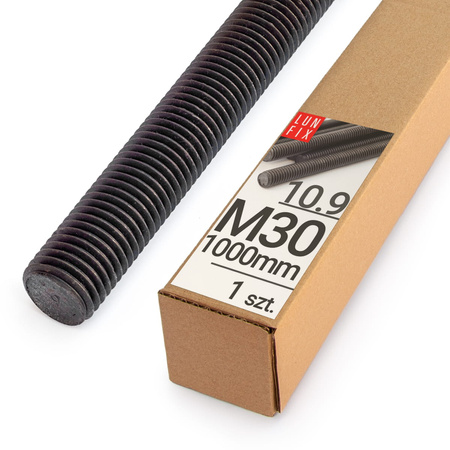 Pręt gwintowany szpilka M30 czarny 1000 mm klasa 10.9 1szt.