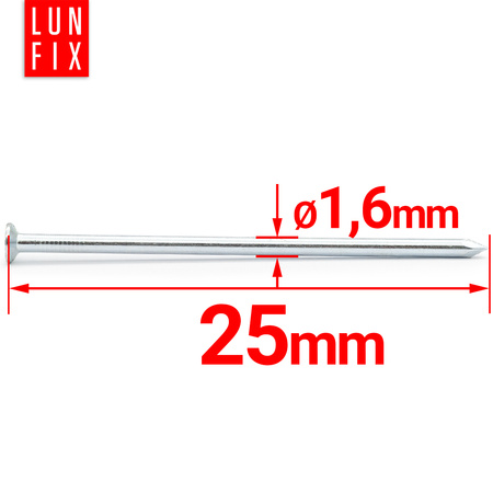 Gwoździe budowlane 1,6x25 mm 1 cal ocynkowane 5kg