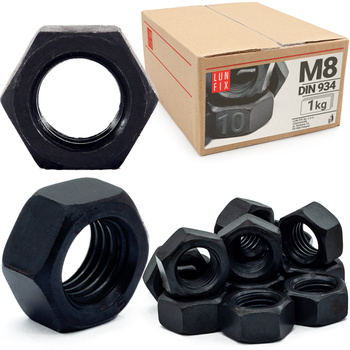 Nakrętka sześciokątna M8 DIN 934 klasa 10 czarna 1kg