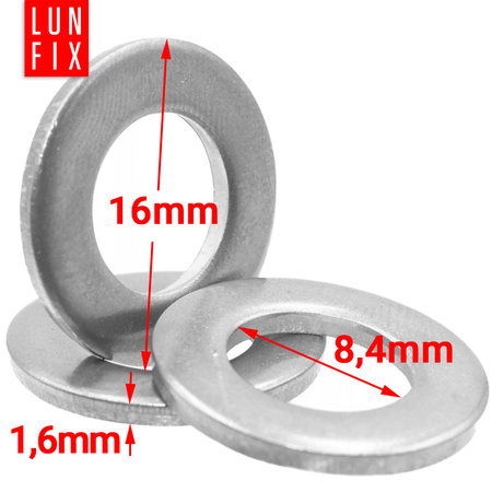 Podkładka płaska okrągła M8 ocynkowana DIN125 20szt.