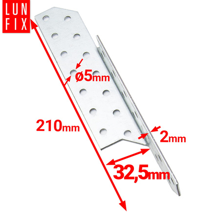 Łącznik krokwiowy LK4 ciesielski 210x32,5 mm PRAWY 1szt.