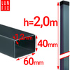 Słupek ogrodzeniowy 60x40 LUNBERG 60x40x2000 1,3mm grubości, grafitowy 200cm 2m