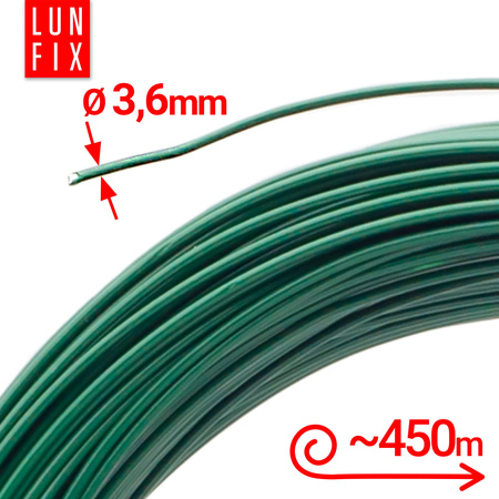 Drut naciągowy do siatki 3.6mm zielony ocynkowany powlekany PCV 20kg