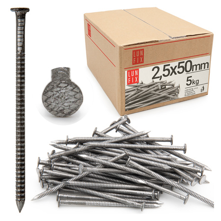 Gwoździe pierścieniowe 2,5x50 mm 2 cale ciesielskie czarne 5kg