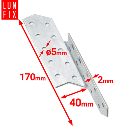 Łącznik krokwiowy LK2 ciesielski 170x40 mm PRAWY 1szt.