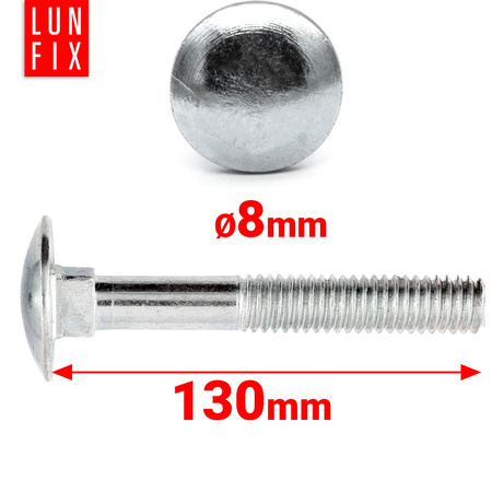 Śruby zamkowe M8x130mm ocynkowane łeb grzybkowy 1kg