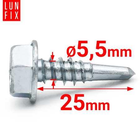 Wkręty samowiercące 5,5x25mm łeb 6-kątny DIN7504K ocynk 100szt.