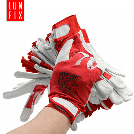 Rękawice robocze monterskie na rzep skórzane 10 XL 12szt.