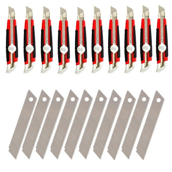 Nóż łamany 18mm tapeciak zestaw 10szt. + ostrza