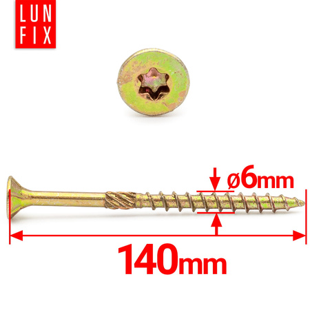 Wkręty ciesielskie stożkowe 6x140 do drewna KMWHT 100szt.