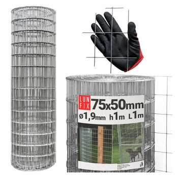 Siatka zgrzewana 100 cm oczko 75x50 fi 1,9mm ogrodzeniowa ocynkowana 1mb