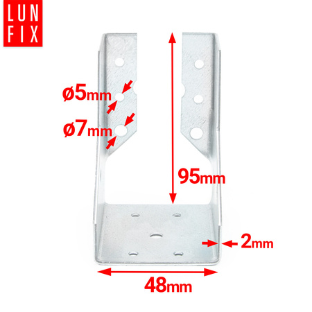 Wieszak belki 48x95x2 mm łącznik ciesielski
