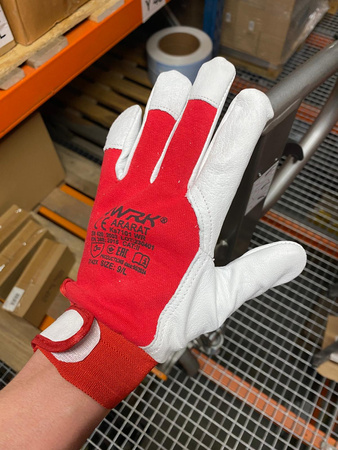 Rękawice robocze monterskie na rzep skórzane 10 XL 12szt.